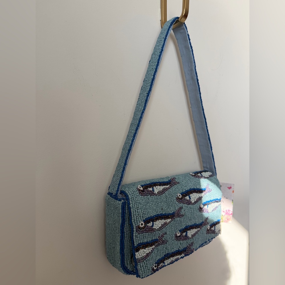 Viral sardine beaded blue shoulder bag - Picture 3 of 4